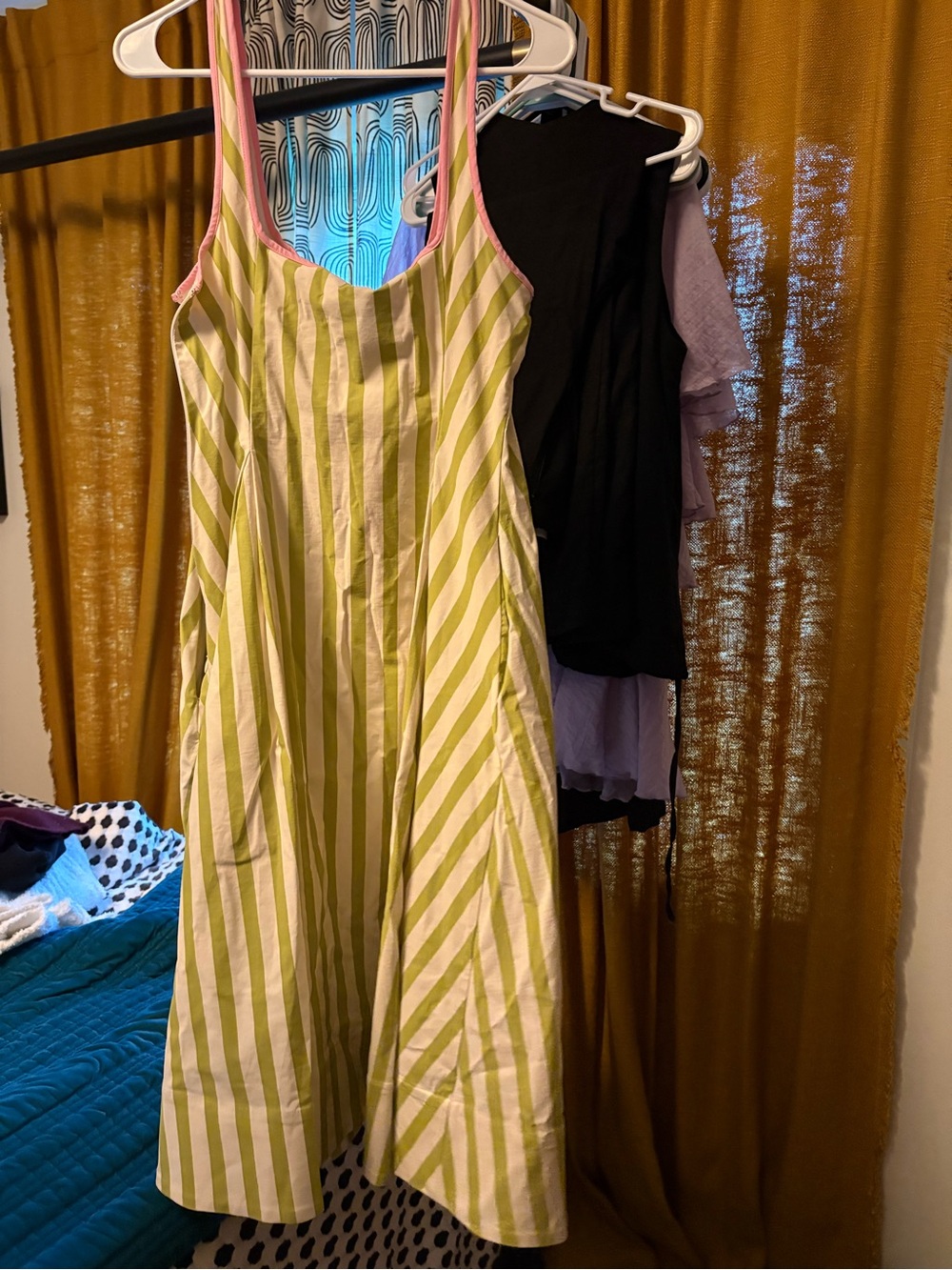 NWT Maeve Lime Green and Pink Striped Midi Dress - Picture 5 of 6
